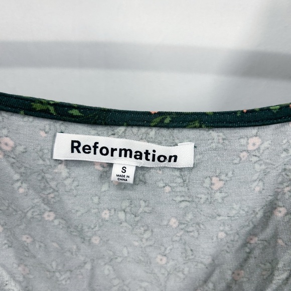 Reformation Anjeline Coriander Green Floral Long Sleeve Mini Dress Small - Picture 6 of 6